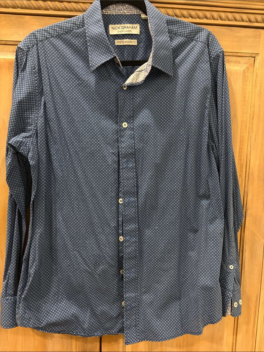 Nick Graham Men’s Navy Geometric Print Button-Down Shirt